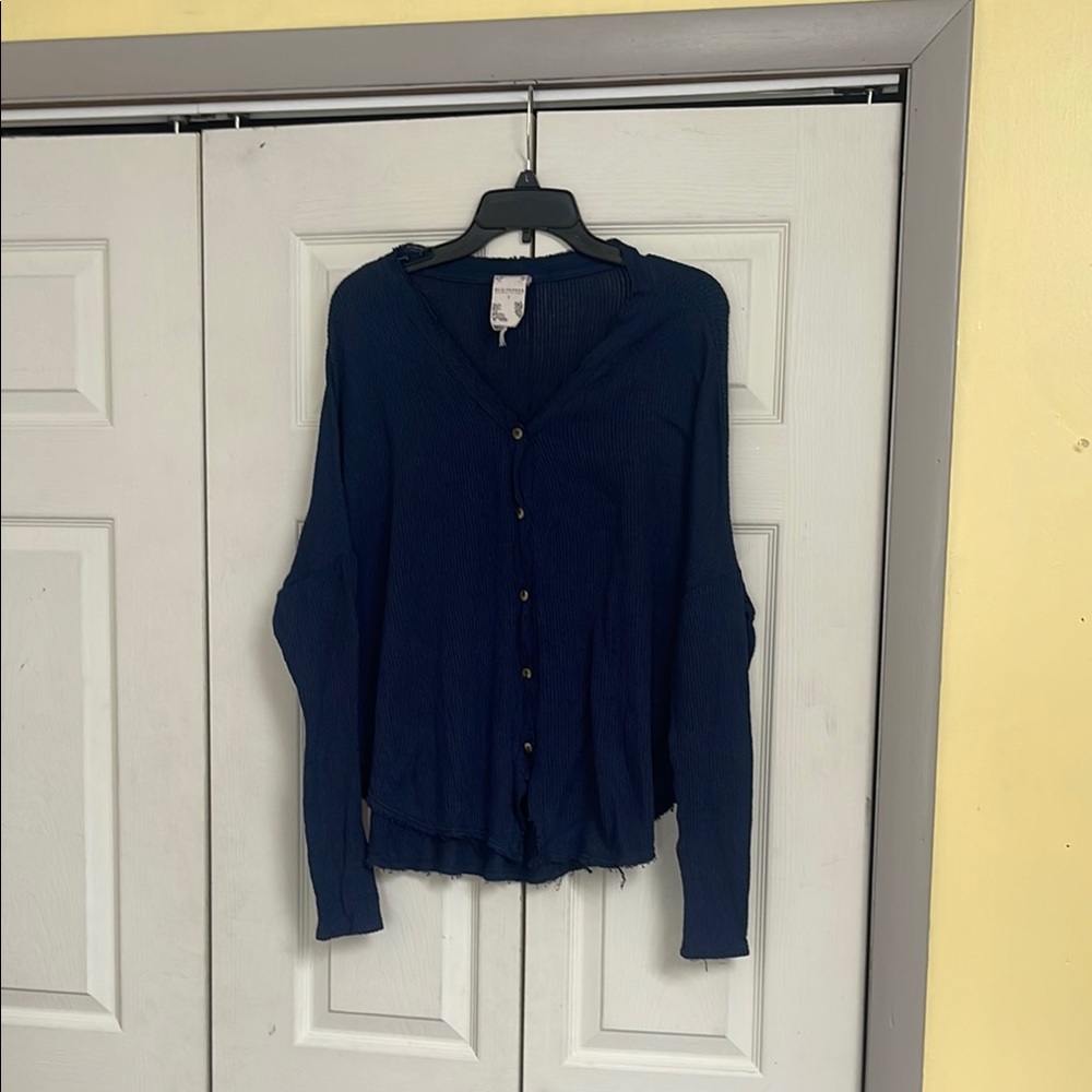 Navy Button-Up Cardigan